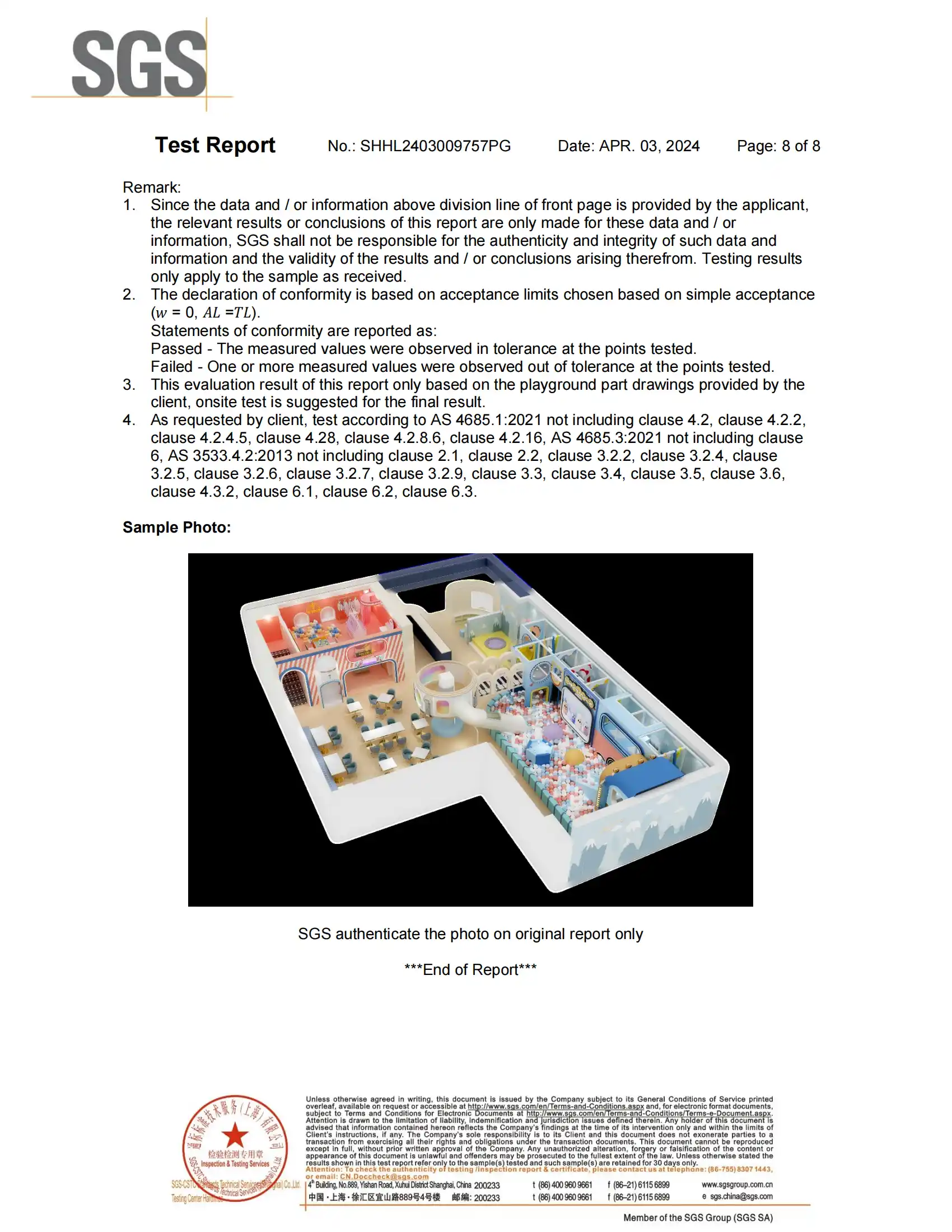 Australia standard SHHL2403009757PG